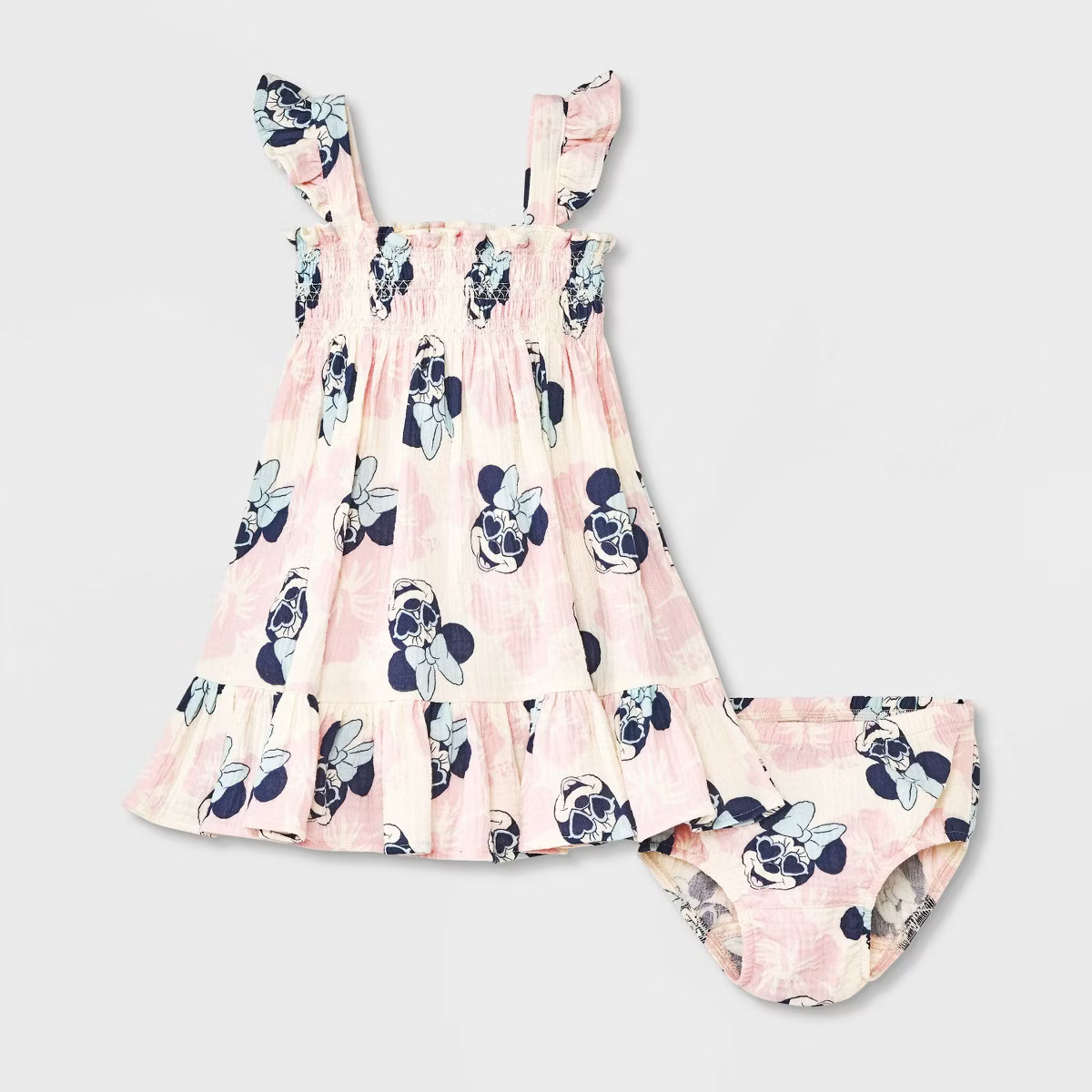 Baby Girls' 2pc Disney Minnie Mouse Woven Gauze Dress & Bloomer Set - Pink | Target
