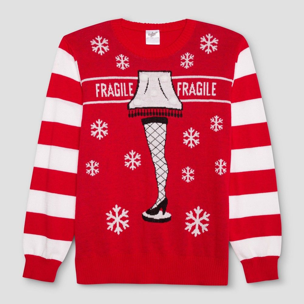 Men's Big & Tall A Christmas Story Ugly Holiday Light-Up Leg Lamp Sweater - Red 3XL, Size: Xxxl | Target