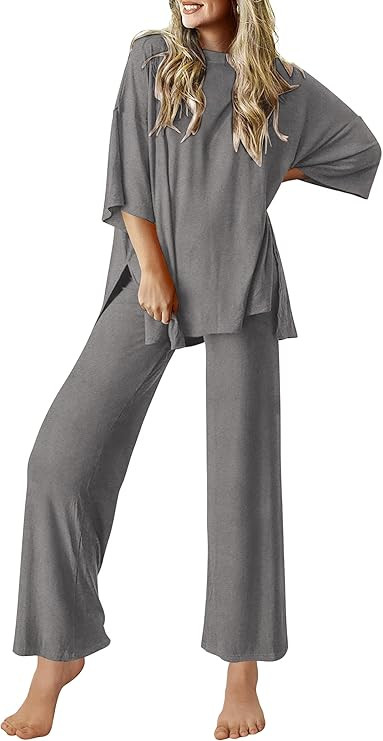 Ekouaer Lounge Sets for Women Short Sleeve Tops and Long Pants Soft Comfy Pajamas Set 2 Piece Out... | Amazon (US)