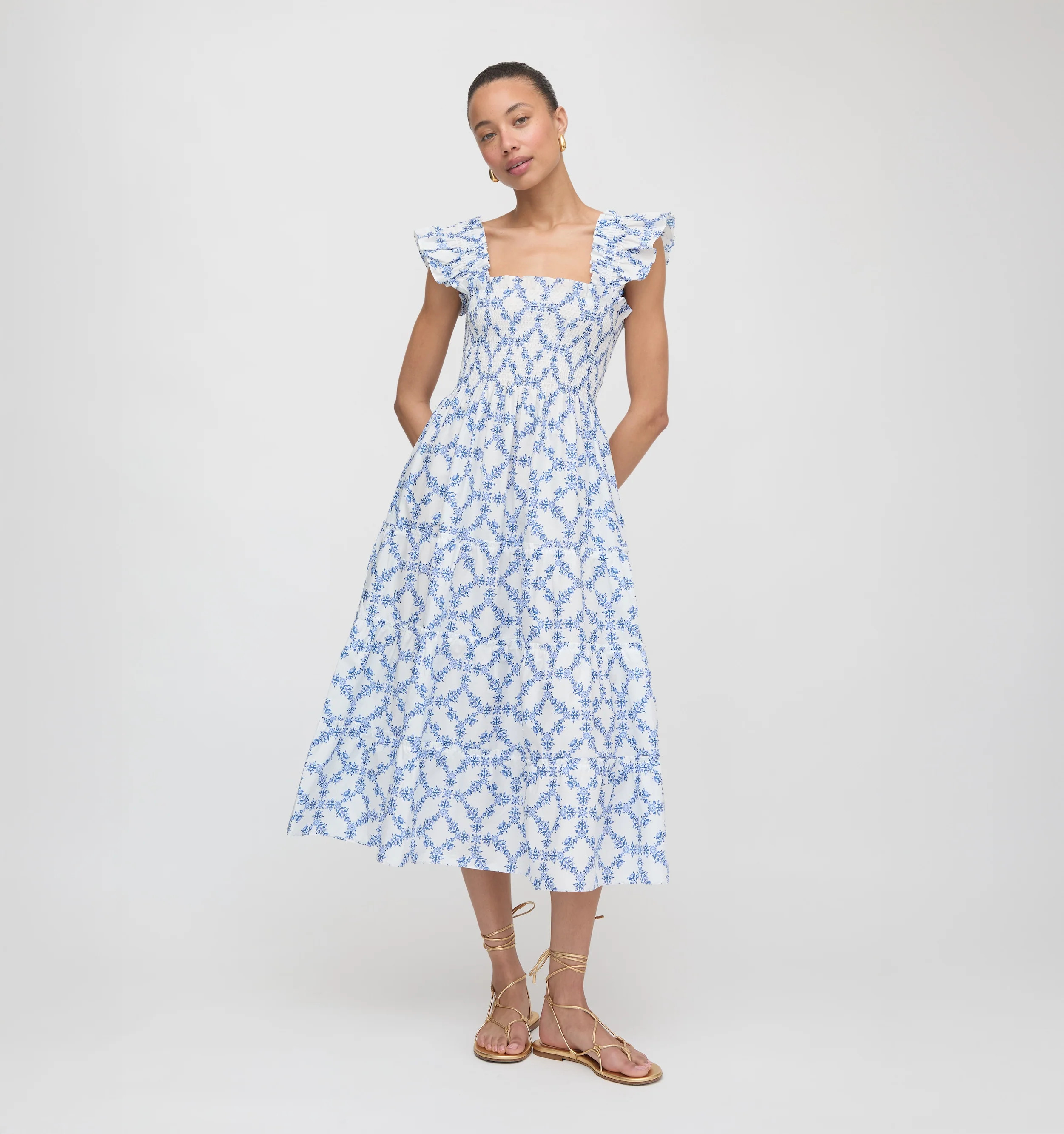 The Ellie Nap Dress - White Poppy Half Drop | Hill House Home US