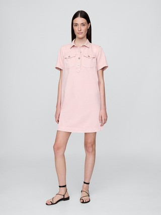 UltraSoft Denim Popover Mini Dress | Gap (CA)
