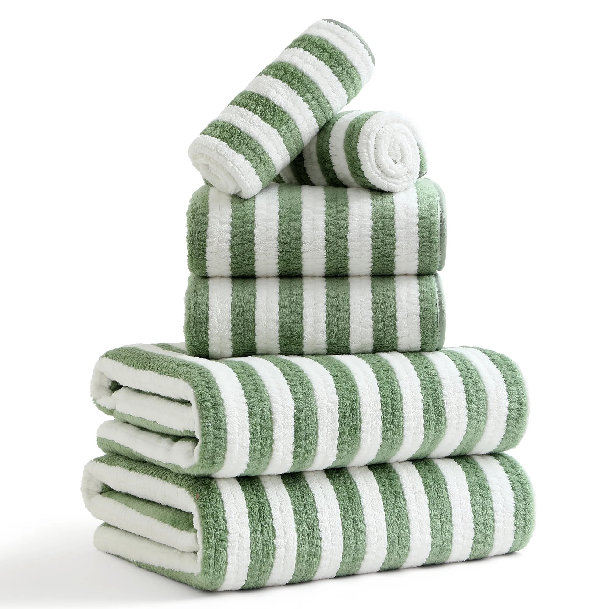 Jessy Home 6 Piece Light Green Bath Towel Set for Bathroom-2 Bath Towels,2 Hand Towels,2 Washclot... | Walmart (US)