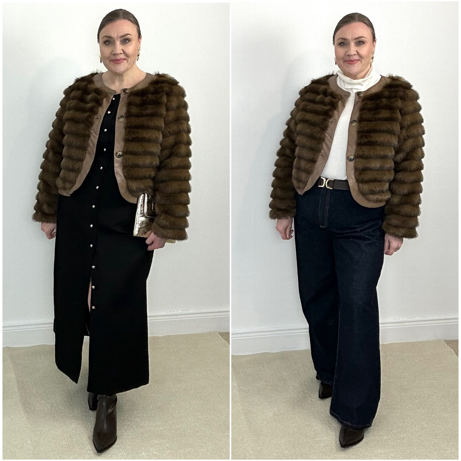 Faux fur has been around longer than I have I’d say but it’s having a trending moment right now. I have always shied away as I was afraid of the extra bulk, making me look more top heavy and bulky than I naturally am, however this year I decided to try the trend.. and boy am I glad I did. With pieces being in trend, there are so many more options in the shops and finding the right piece, becomes so much easier. This jacket DOES add bulk, but i am no longer afraid of a different silhouette. 
I am who I am and I’m damn proud of the girl I see in the mirror. 

#LTKstyletip #LTKplussize #LTKspring