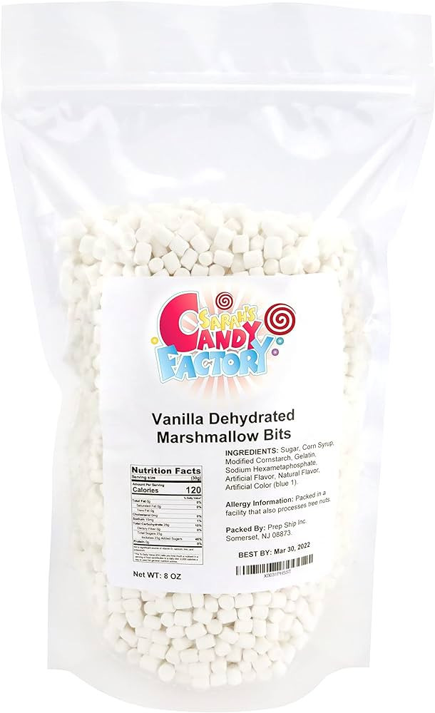 Sarah's Candy Factory Vanilla Mini Dehydrated Marshmallow Bits in Resealable Bag, 8 Oz | Amazon (US)