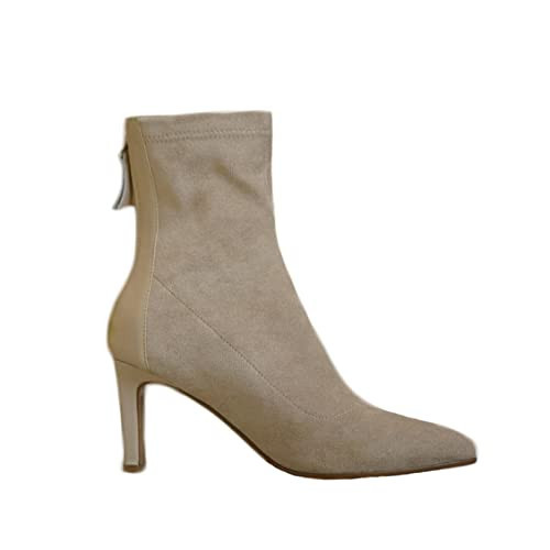 ChyJoey Women's Ankles Bootie Pointed Toe Suede Fashion High Stilettos Heel Winter Boots Ladies Warm Elastic Shoes for Office | Amazon (US)