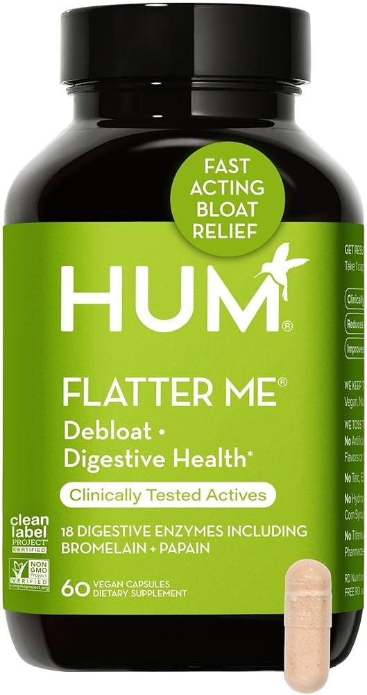 HUM Flatter Me Digestive Enzymes- Vegan Anti Bloating Supplement for Food Digestion, Bloating Rel... | Amazon (US)