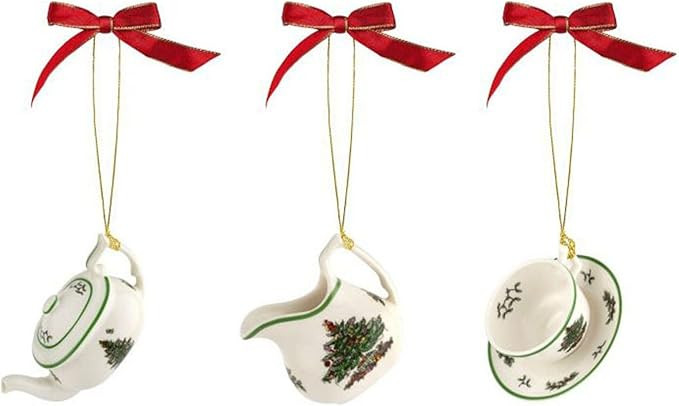 Spode Christmas Tree 3-Piece Tea Set Ornament, Durable Holiday Ornament for Festive Decor & Winte... | Amazon (US)