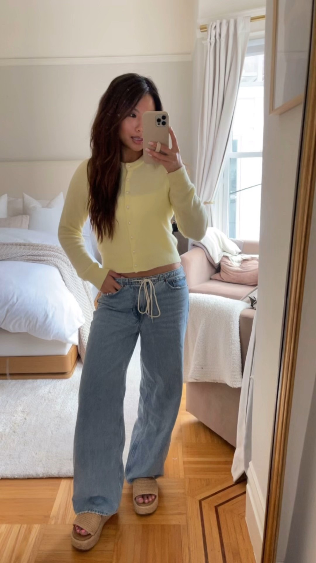 Today’s outfit! 💛

Sizing: 
Butter yellow cardigan - tts, xs (the yellow is sheer) 
Cami - tts, xs
Jeans - tts, light wash with drawstring, 25 short 
Platform raffia sandals - tts

#LTKPetite #LTKootd