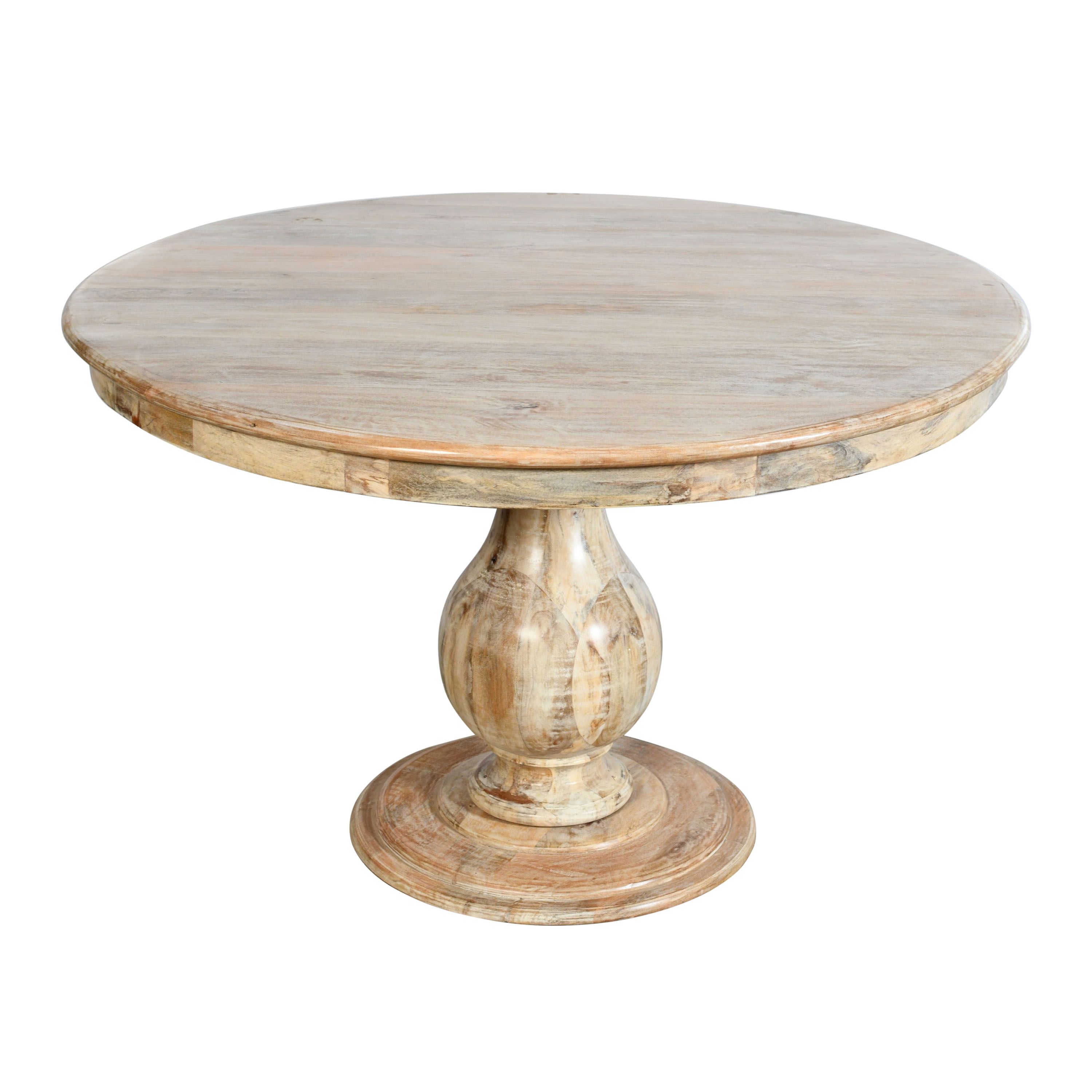 Lilestone Round Natural Mango Wood Pedestal Dining Table | World Market