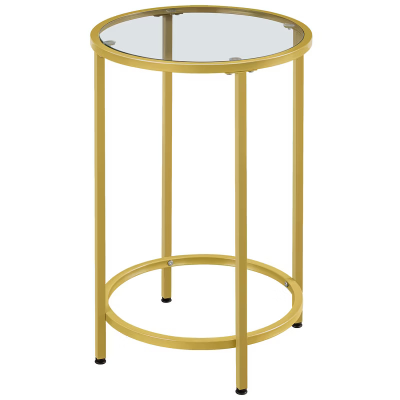 Yaheetech Round Accent Table with Glass Top and Metal Frame for Living Room, Bedroom, Office, Por... | Target