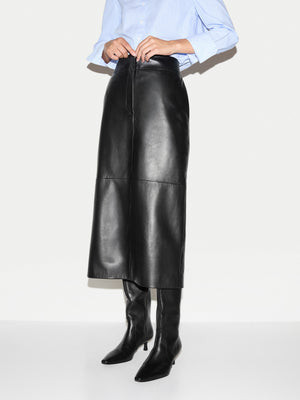 Nappa Leather Maxi Split Skirt | Black | Jigsaw (UK)