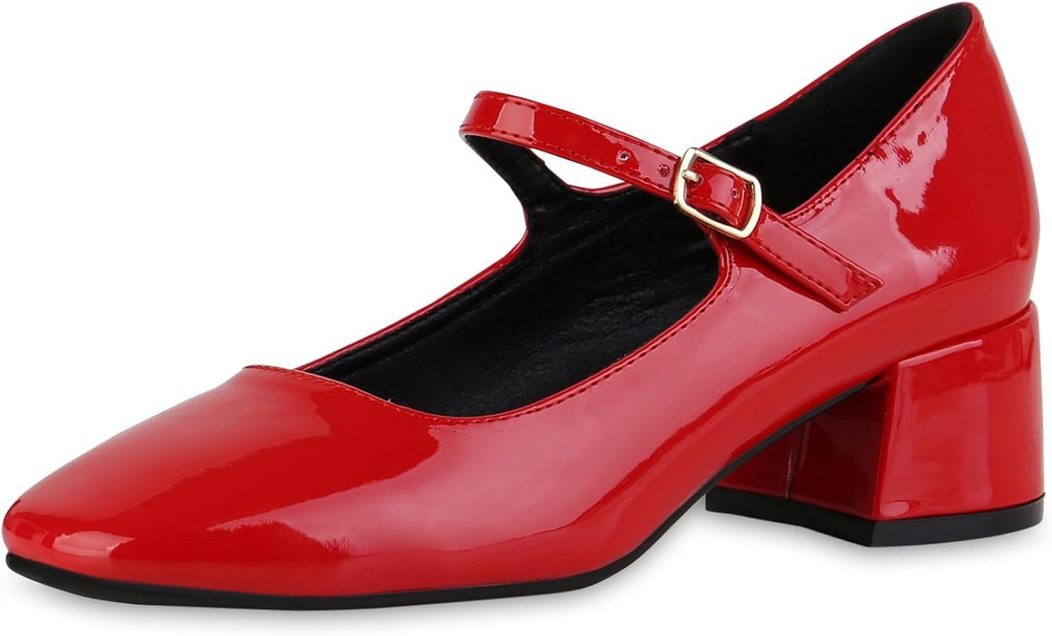 VAN HILL Damen Pumps Mary Janes mit Blockabsatz Lack | Amazon (DE)