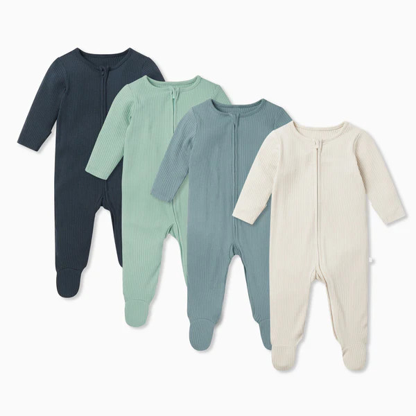 Ribbed Clever Zip Baby Pajamas 4 Pack | Baby Mori (US)