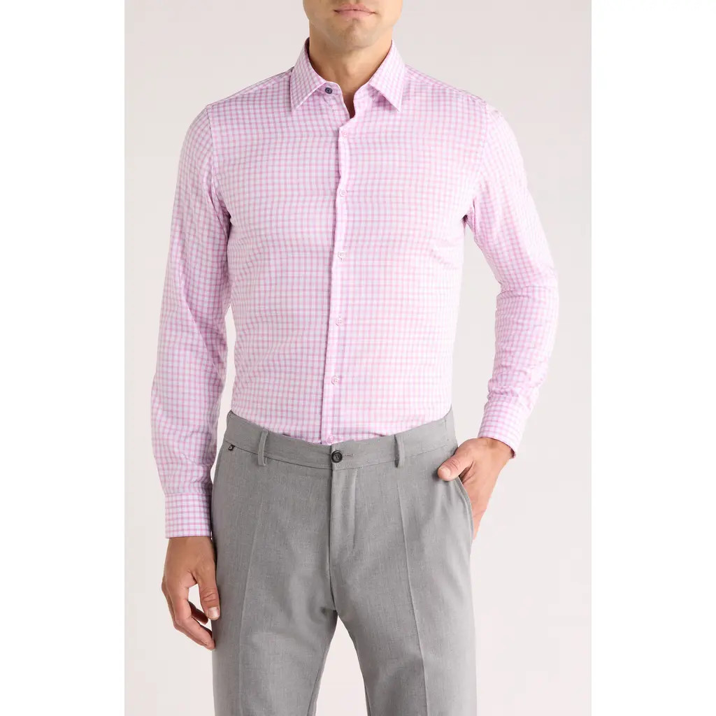 Duchamp Slim Fit Gingham Dress Shirt in Purple at Nordstrom Rack, Size 14.5R | Nordstrom Rack