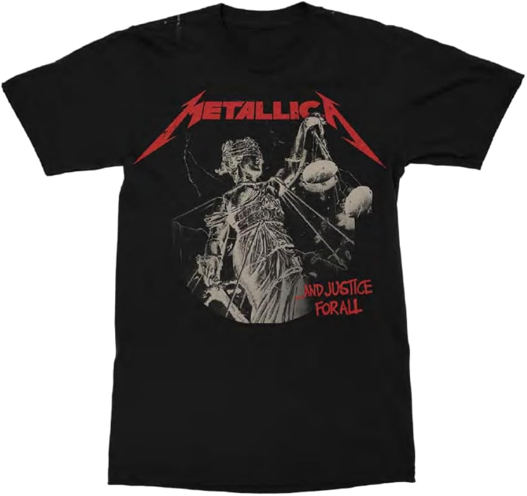 Merch Traffic Mens Metallica Justice for All- Red Logo Unisex Tee | Amazon (US)