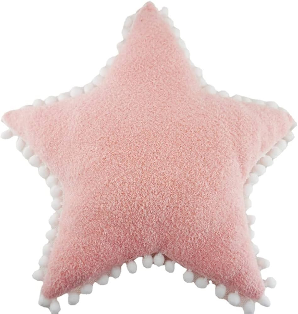 JIANEEXSQ Creative Star Pillow Home Decorative White Star Plush Stuffed Pillow Cushion (Pink) | Amazon (US)
