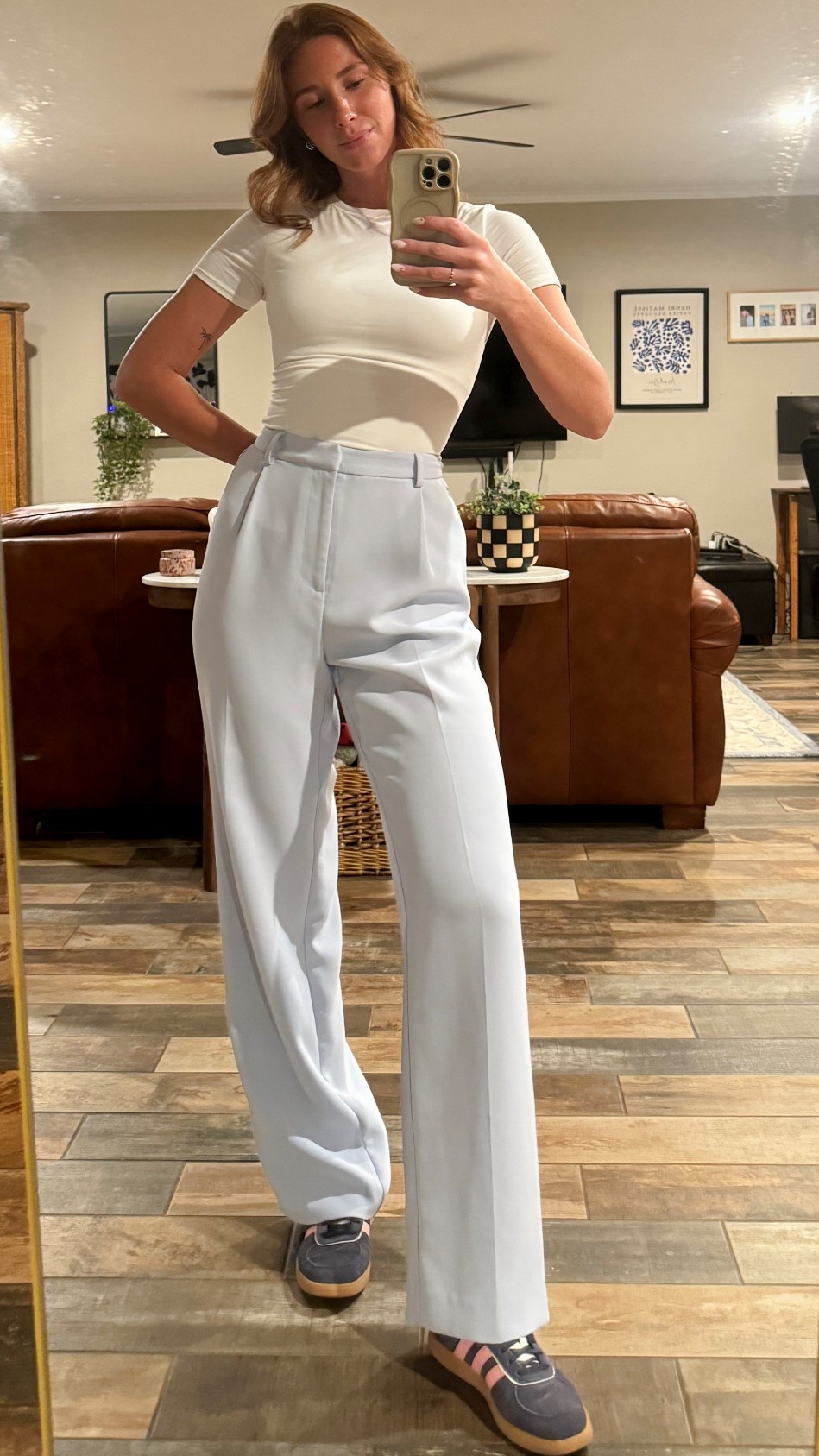 Nordstrom workday fit 🤍 white tee + tailored blue trousers = simple + comfy. Sneakers keep it effortless. Linked it all for your 9–5 👖✨ #LTKWorkwear #NordstromStyle

#LTKWorkwear