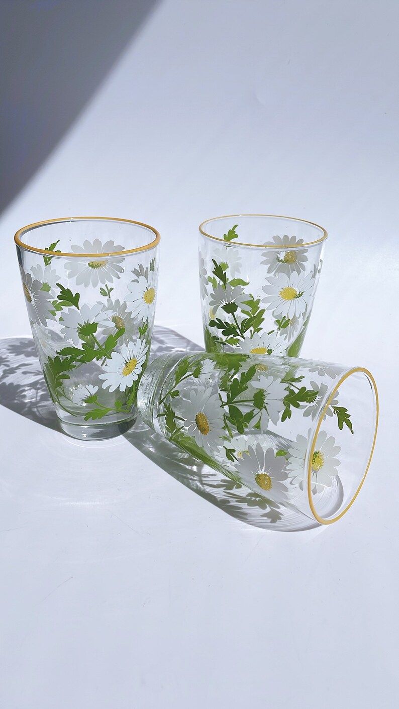 Daisy Cups  Glassware Set  Vintage | Etsy | Etsy (US)