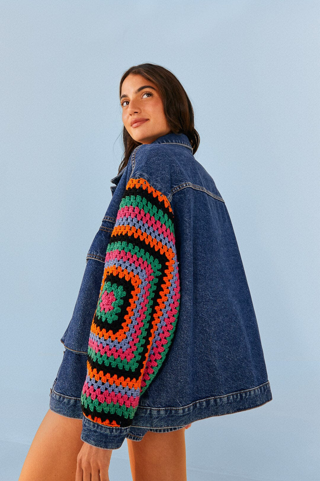 crochet denim jacket | FarmRio (US)