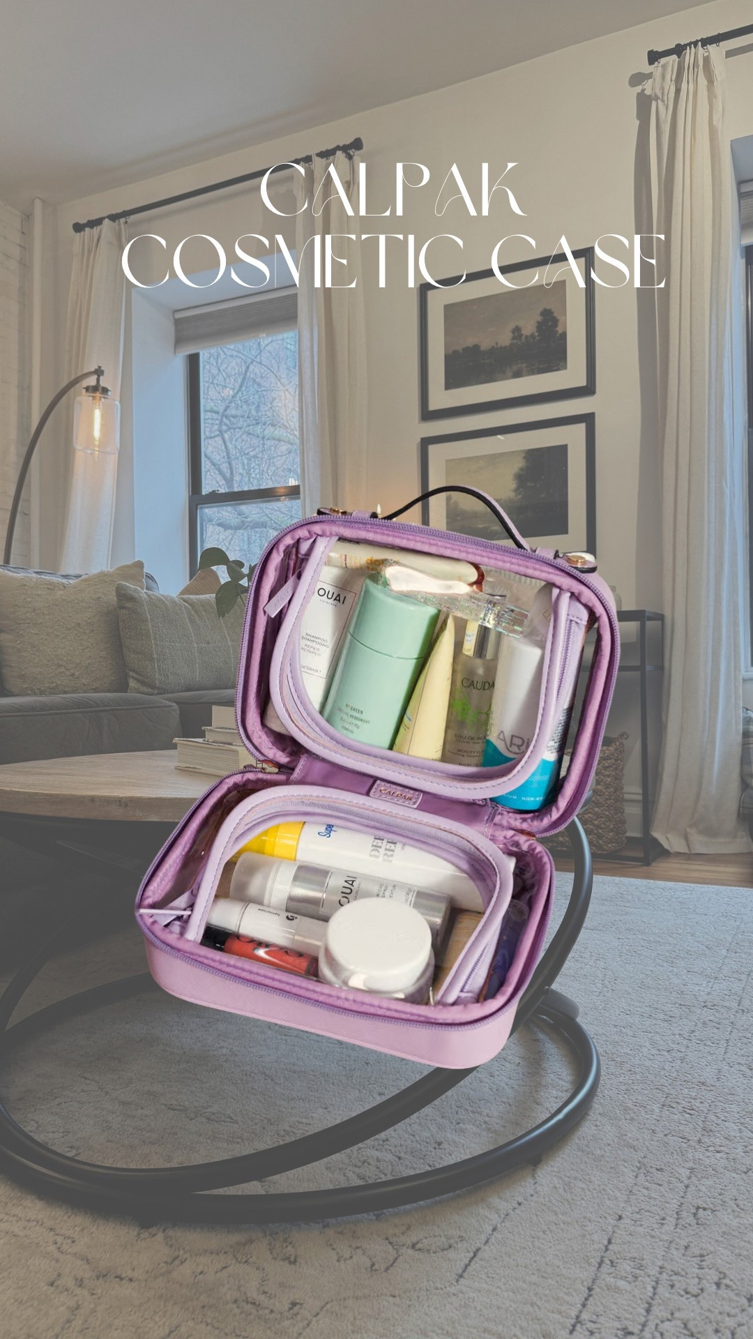 my new calpak clear cosmetic case in size “small” this is in the color “lavender” #travel #travelessentials 

#LTKItBag