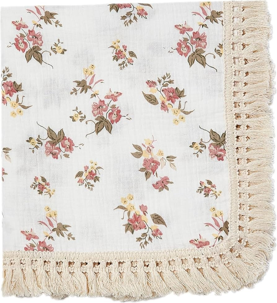 insular Cotton Muslin Baby Blanket with Tassel, Boho Bohemian Muslin Swaddle Blanket Baby Receivi... | Amazon (US)