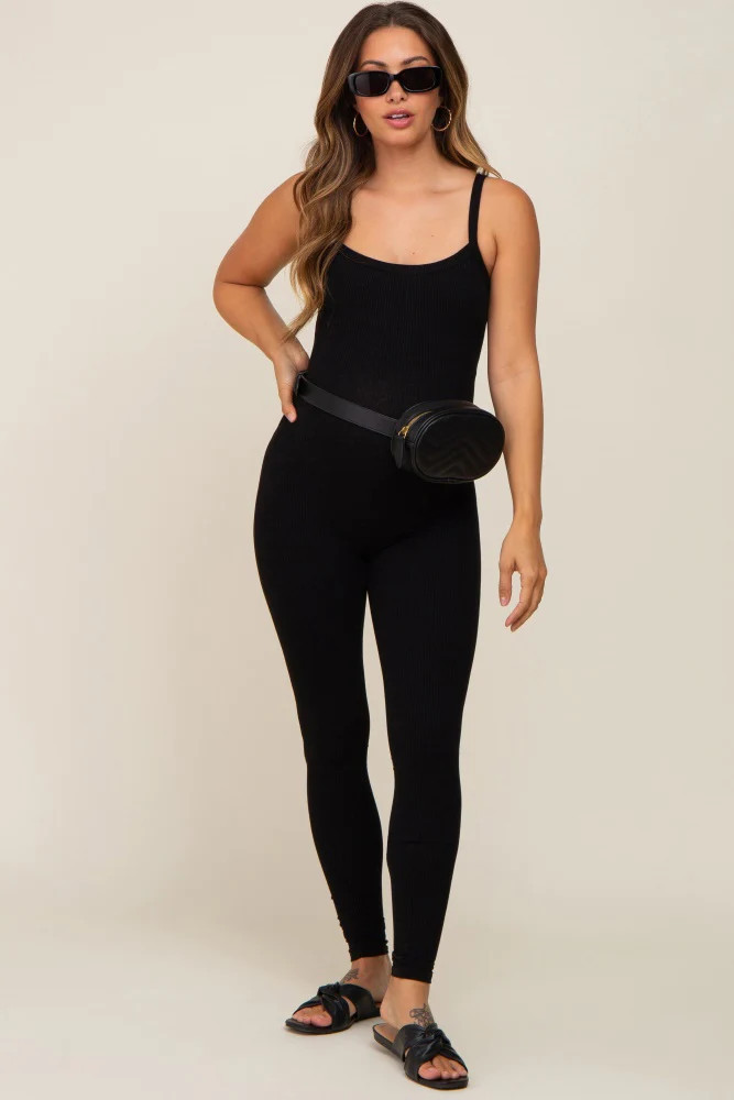 Brown Ribbed Sleeveless Maternity Jumpsuit | PinkBlush Maternity