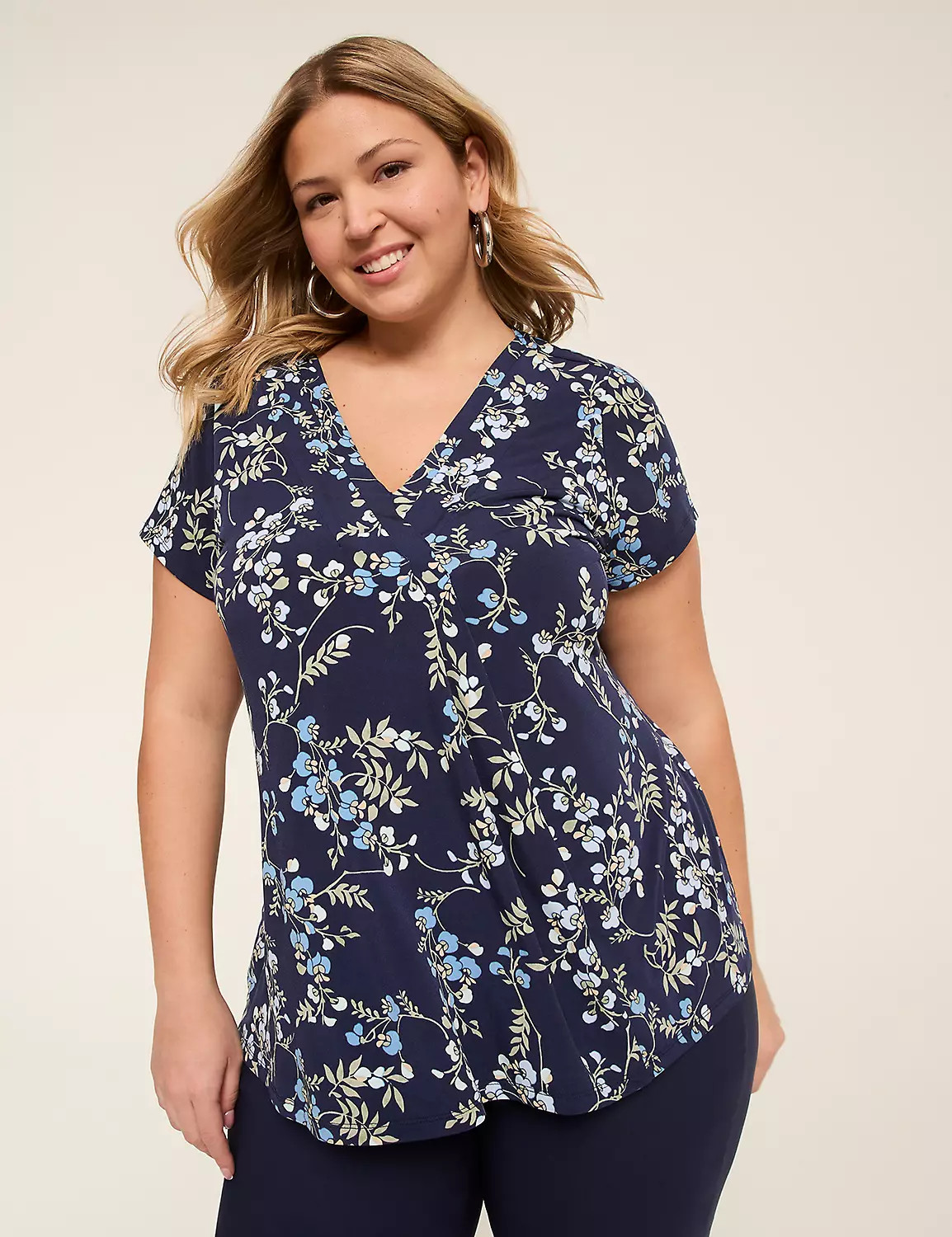 Swing Cap-Sleeve Pleat-Front Top | Lane Bryant (US)