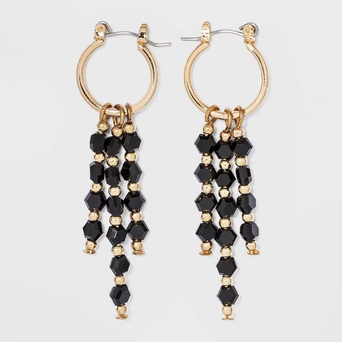 Hoop With Linear Beaded Drop Earrings - A New Day™ | Target