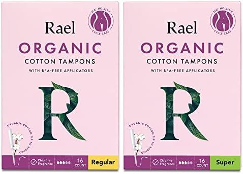 Amazon.com: Rael Organic Cotton Unscented Tampons - Regular Absorbency, BPA Free Plastic Applicat... | Amazon (US)