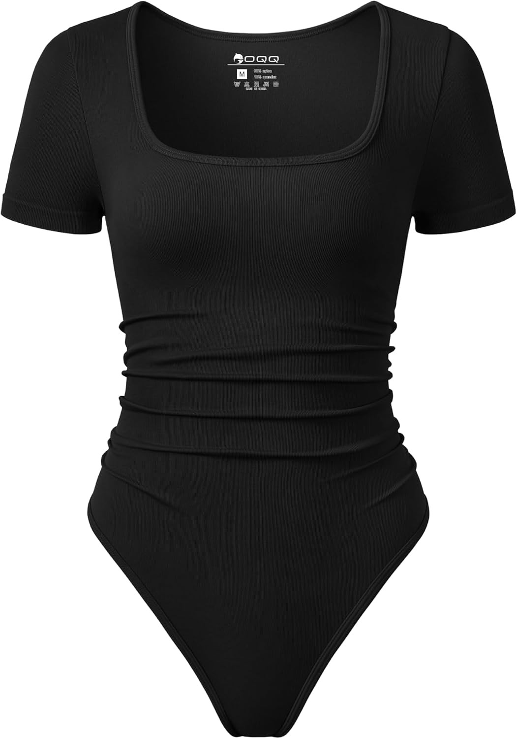 OQQ Women Bodysuits Ruched Waist Short Sleeve Travel Bodysuits | Amazon (US)