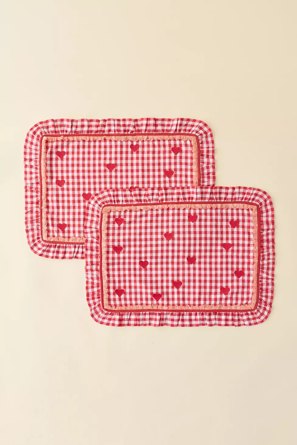 For Love & Lemons UO Exclusive Gingham Ruffled Placemat - Set Of 2 | Urban Outfitters (US and RoW)