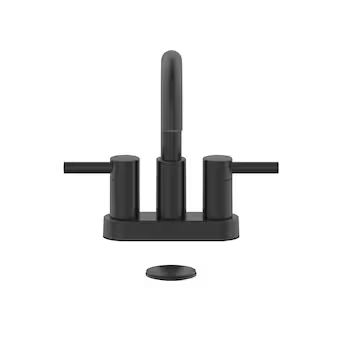 allen + roth  Harlow Matte Black 2-handle 4-in centerset WaterSense Mid-arc Bathroom Sink Faucet... | Lowe's