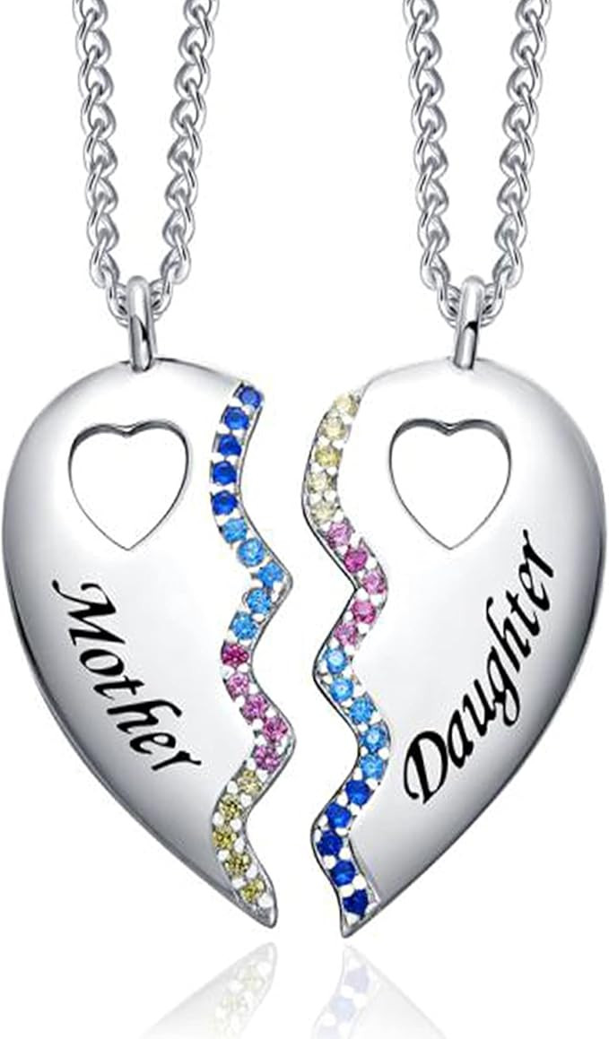TRENSYGO 925 Sterling Silver Mother Daughter Best Friend Bestie Necklace for 2 Matching Unbiologi... | Amazon (US)