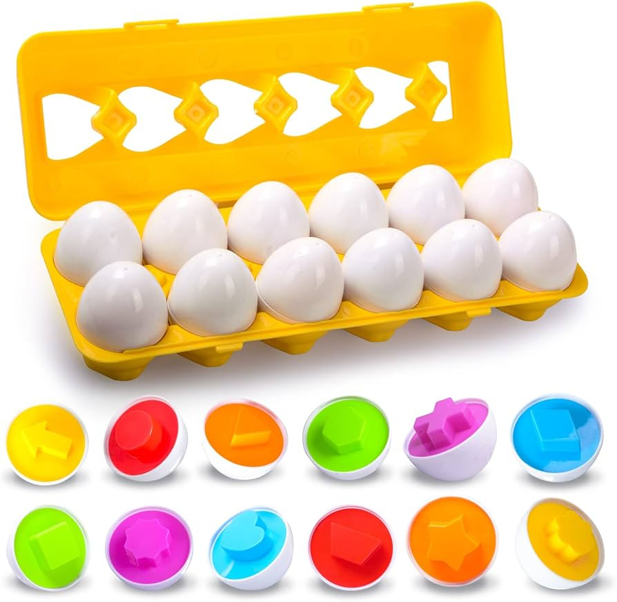 KIDZLIKE Easter Baskets Stuffers Eggs Toys Gifts for Toddlers-12 Matching Eggs with Colors and Sh... | Amazon (US)