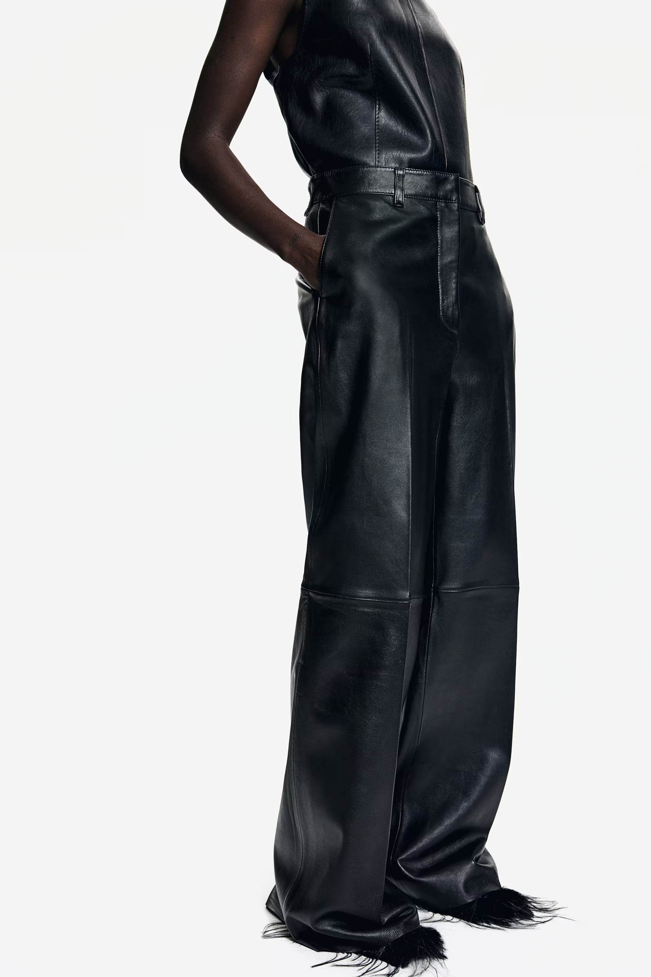 Straight leather trousers | H&M (UK, MY, IN, SG, PH, TW, HK)