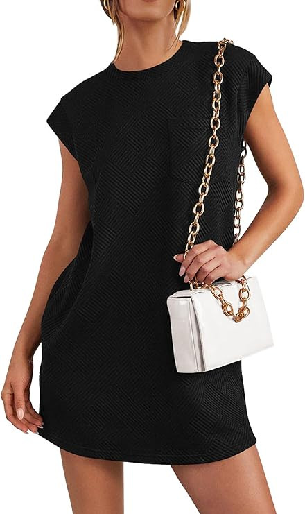 PRETTYGARDEN Women's Summer Short T Shirt Dress Cap Sleeve Crew Neck Casual Loose Basic Mini Dres... | Amazon (US)