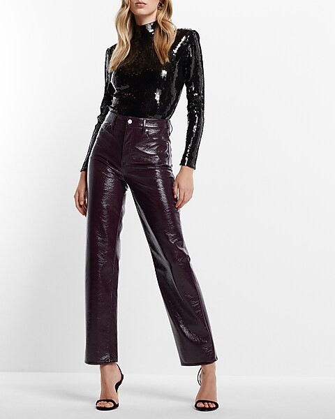 Sequin Mock Neck Long Sleeve Thong Bodysuit | Express