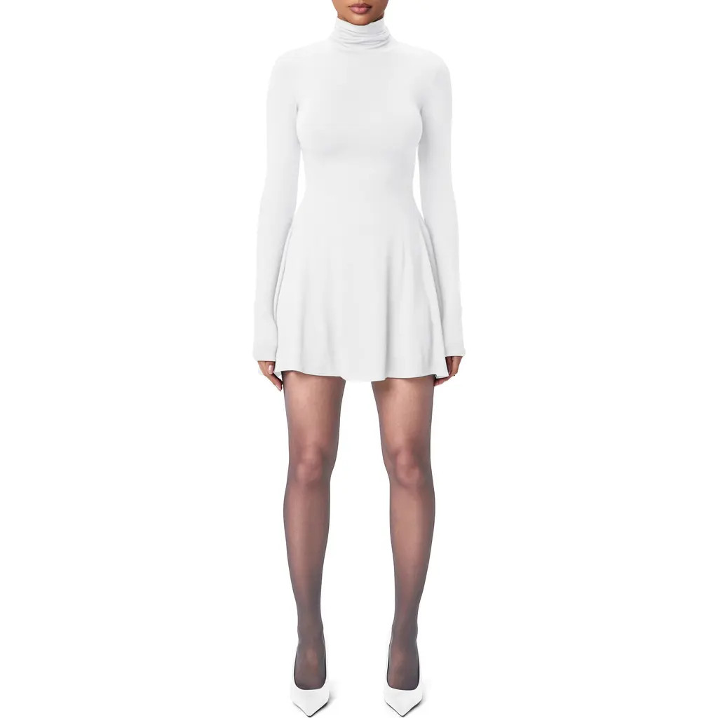 Naked Wardrobe Long Sleeve Turtleneck Minidress in White at Nordstrom, Size Small | Nordstrom
