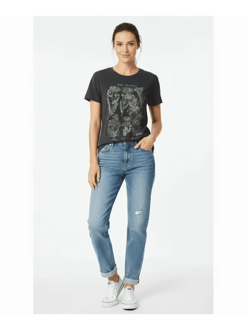 Time and Tru, Ladies' Graphic T-Shirt, Wild Daisies, Sizes XS-3XL | Walmart (US)