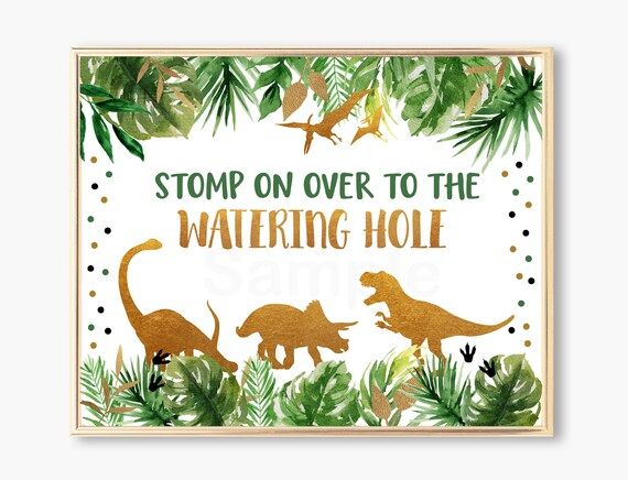 Dinosaur Watering Hole Birthday Sign / Dinosaur Birthday / Gold Dinosaur / Dinosaur Safari / Dino... | Etsy (US)