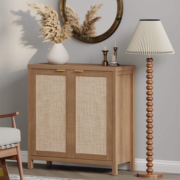 Sanspredet Rattan Buffet Cabinet Boho Sideboard Storage Cabinet with Doors Farmhouse Kitchen Buff... | Walmart (US)