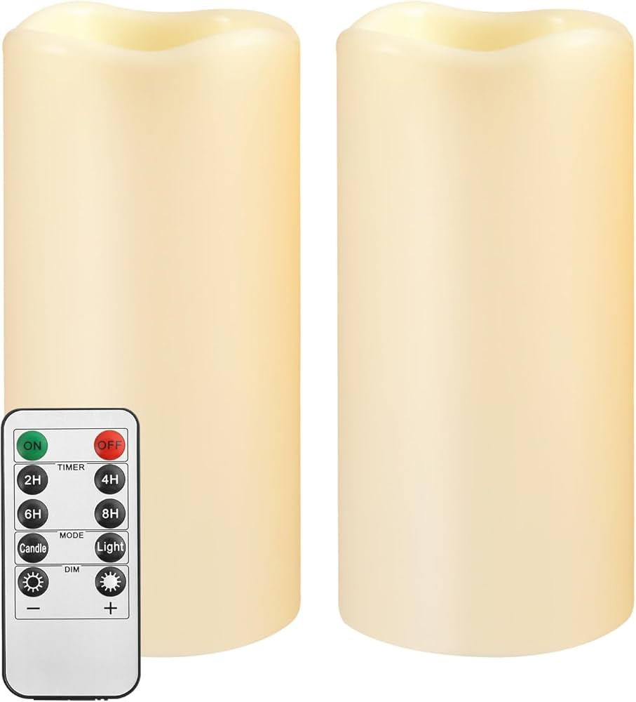 Large Waterpoof Flameless Remote Control Candles 2PACK(D3''*H5.5'')Battery Operated Flickering LE... | Amazon (US)