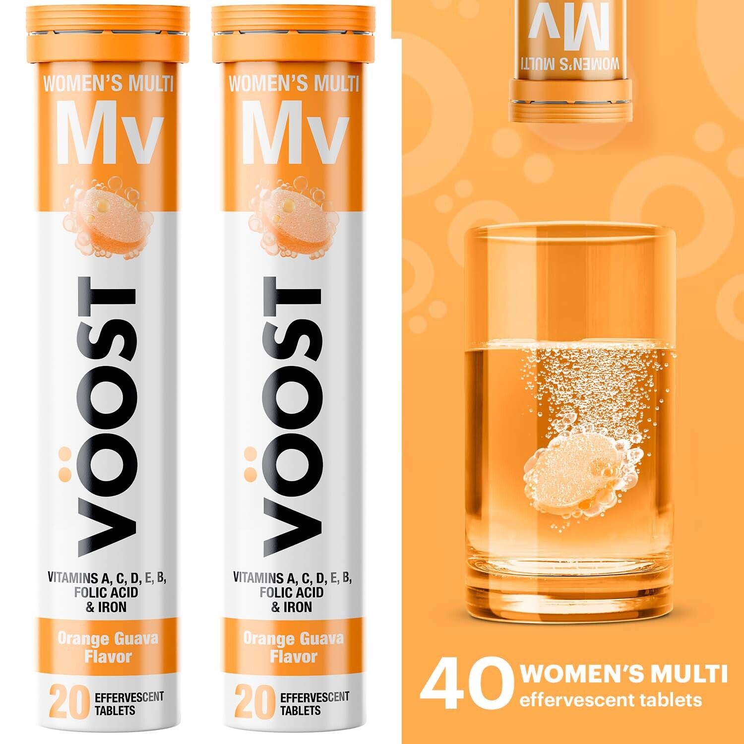 Voost Women's Multivitamin Effervescent Vitamin Drink Tablet, Orange Guava Flavor, 40 Ct - Walmar... | Walmart (US)
