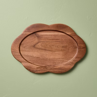 12" Small Wood Scallop Oval Tray - Hearth & Hand™ with Magnolia | Target