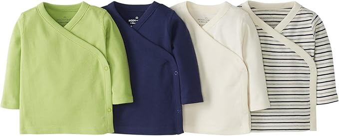 Moon and Back by Hanna Andersson Baby Boys' and Girls' 4-Pack Organic Cotton Long Sleeve Side Sna... | Amazon (US)