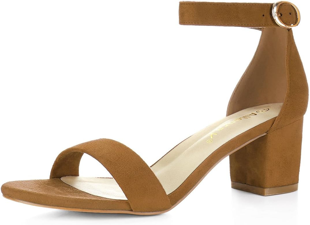 Allegra K Women's Open Toe Block Heel Ankle Strap Sandals | Amazon (US)