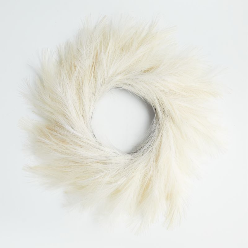 Artificial White Pampas Grass Wreath | Crate and Barrel | Crate & Barrel