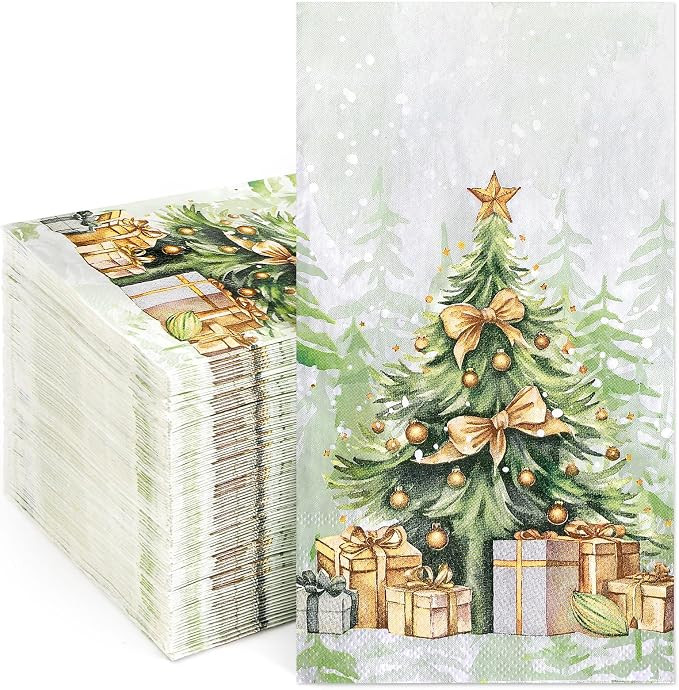 Homlouue 100 PCS Christmas Paper Napkins, Christmas Tree Napkins, Xmas Napkin Disposable for Dinn... | Amazon (US)