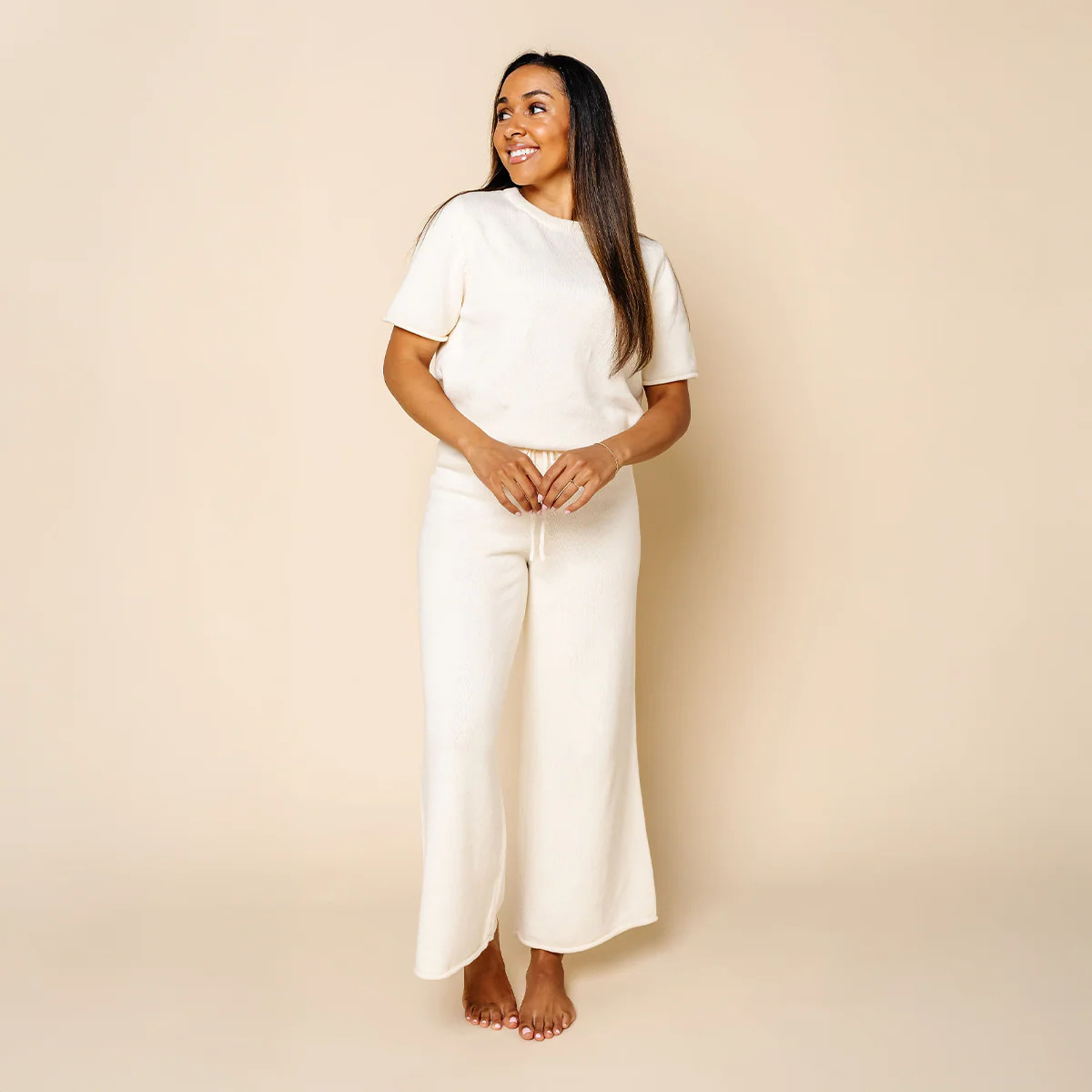 Knit Women's Wide Leg Pants - Ivory | Lou Lou & Company