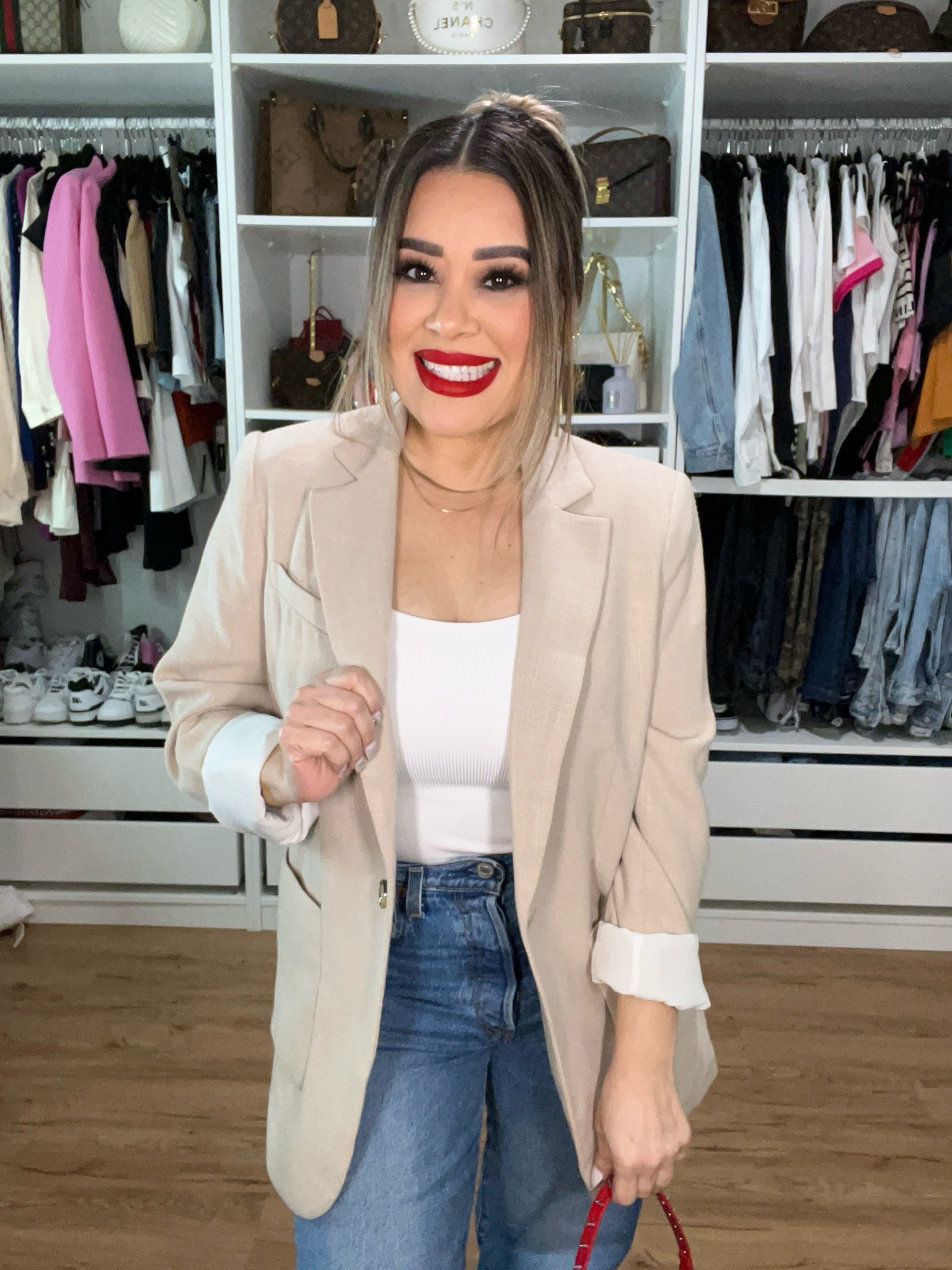 Blazer size medium 
Jeans size 28 TTS
Bodysuit size medium 
Heels and handbag are sold out 💔 but linking similiar to achieve this look 🫶🏼

#LTKover40 #LTKstyletip